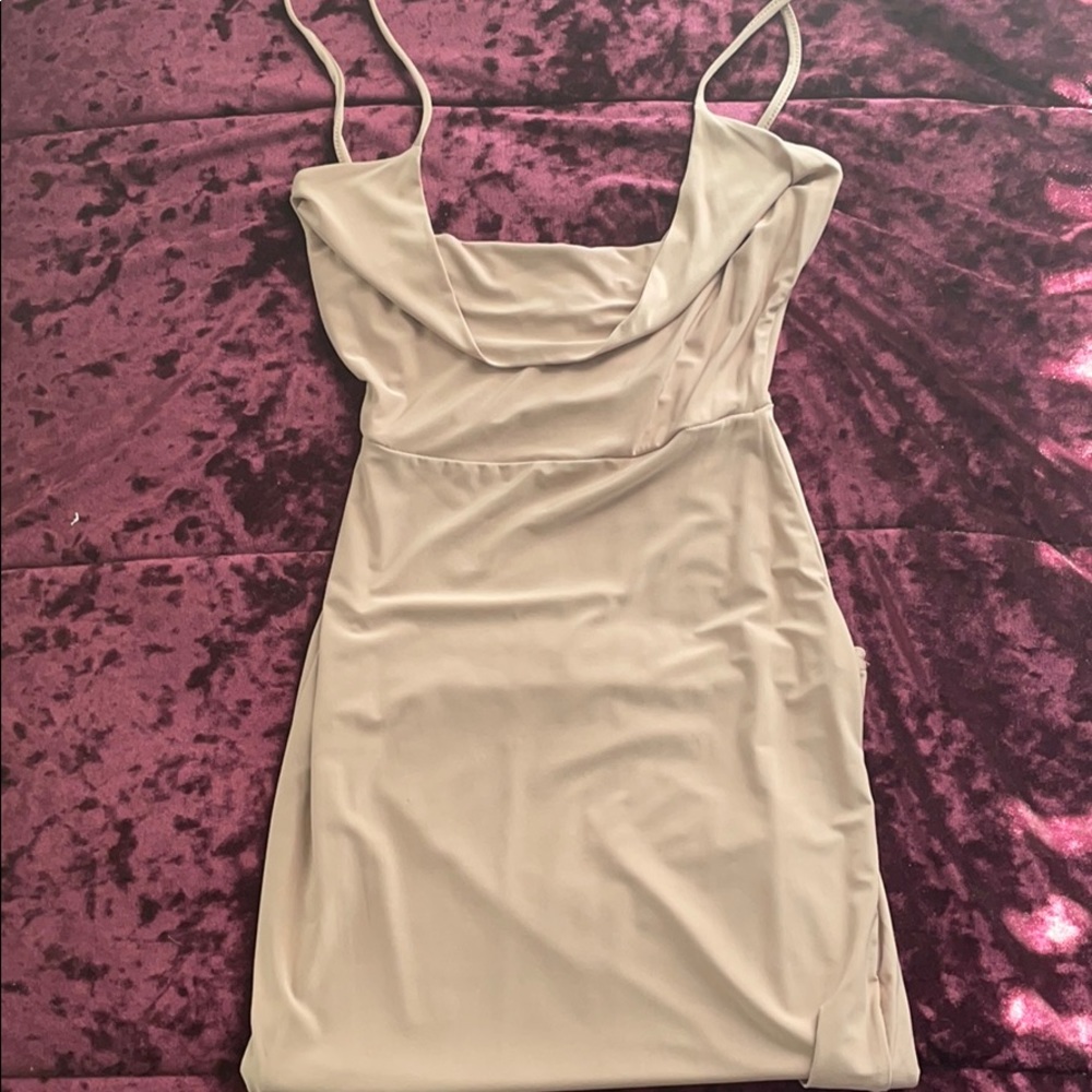 Cowl front bodycon dress